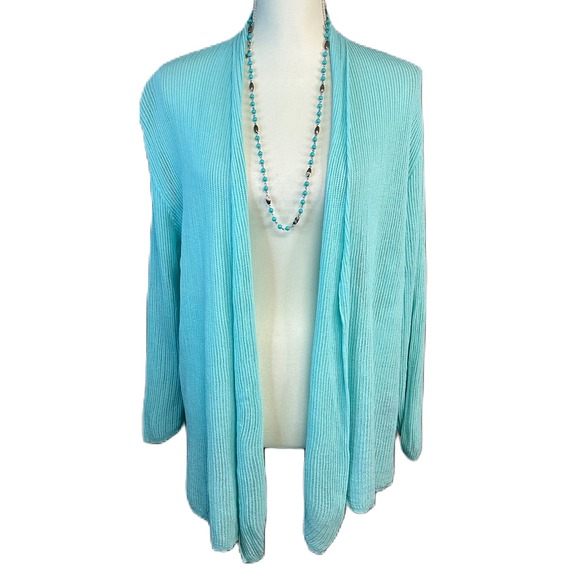 Coldwater Creek Sweaters - Coldwater Creek Women Open Front Knit Cardigan Sweater Size M Pastel Green Beach